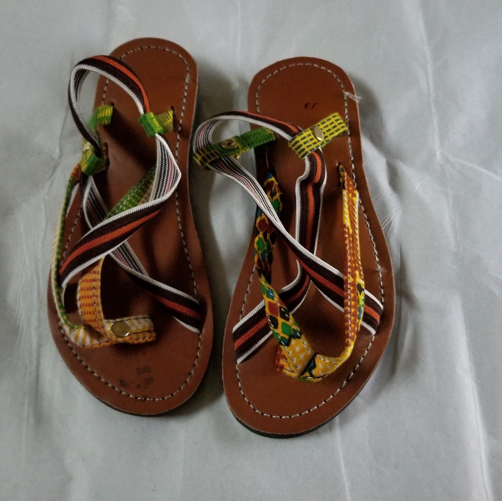 African print little boys' sandals. The part with